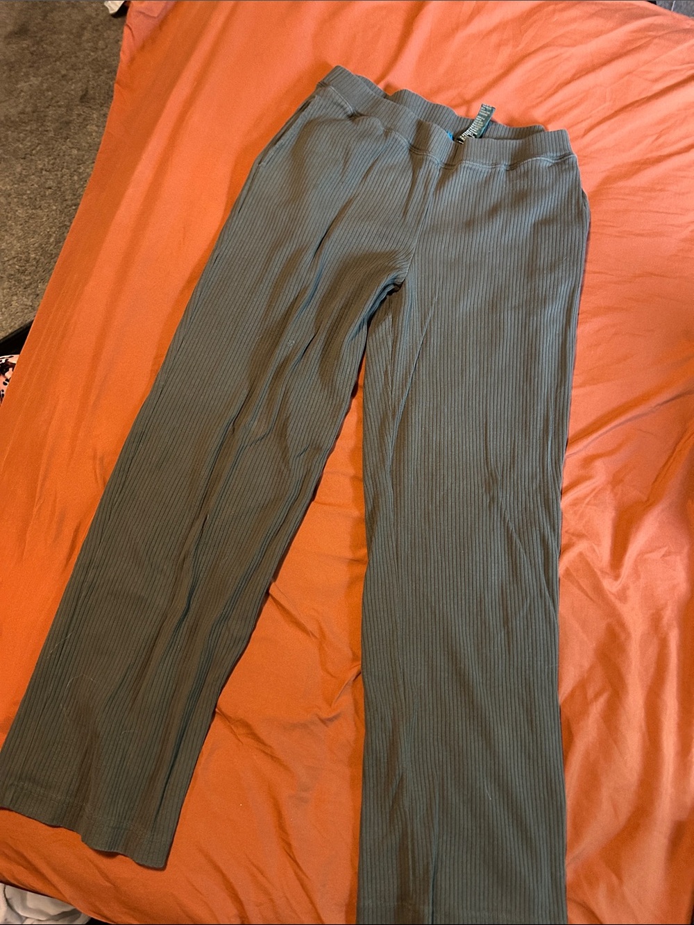 Lauren Ralph Lauren Olive Ribbed Wide-Leg Pants